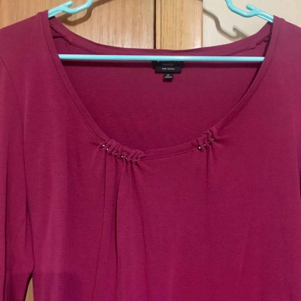 Talbots Raspberry Colored Long Sleeve Shirt - Picture 2 of 4